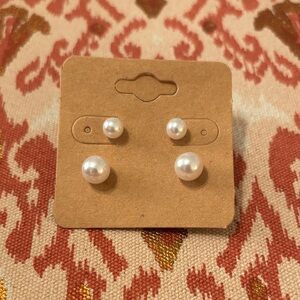 Elegant Faux White Pearl Stud Earrings